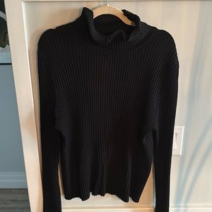 Black Ribbed Turtleneck Sweater